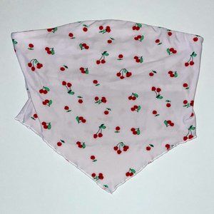 White Tube Crop Top w/ Cherry Design - Size M